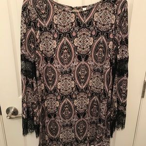 Black white and purple dress